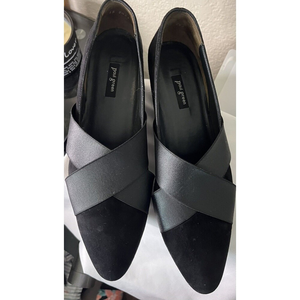 Black Suede Slip On Point Toe Wedge Shoes Womens US size 10.5 Business Attire